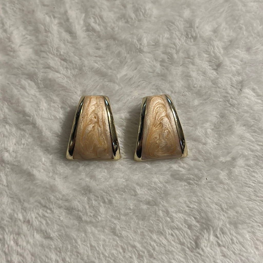Vintage Gold Tone Enamel Earrings